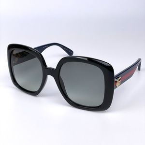 NEW Gucci GG0713S 001 Black Gray Oversized Gradient Women Sunglasses